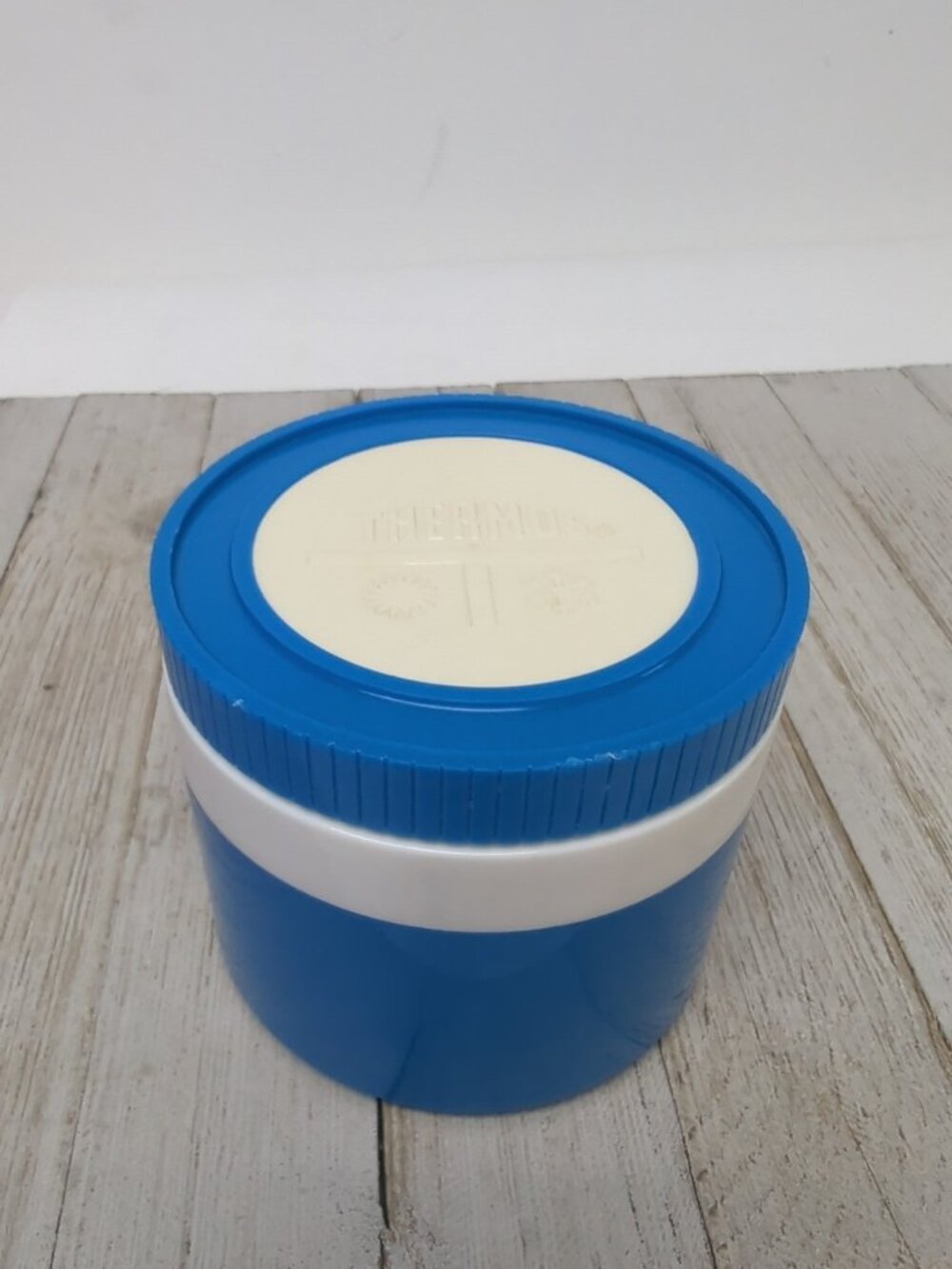 Vintage Thermos King Seeley Model 1155/3 Insulated Jar 8oz Food Soup Blue White